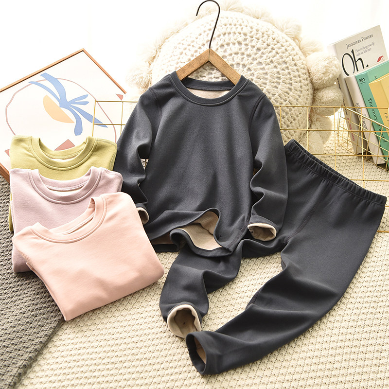 儿童内穿打底2026秋季新款男童女童纯色秋衣秋裤中大童保暖套装潮