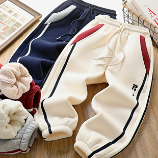 男童裤子冬季一件过冬棉裤加绒羊羔毛加厚刺绣休闲韩版中大童长裤