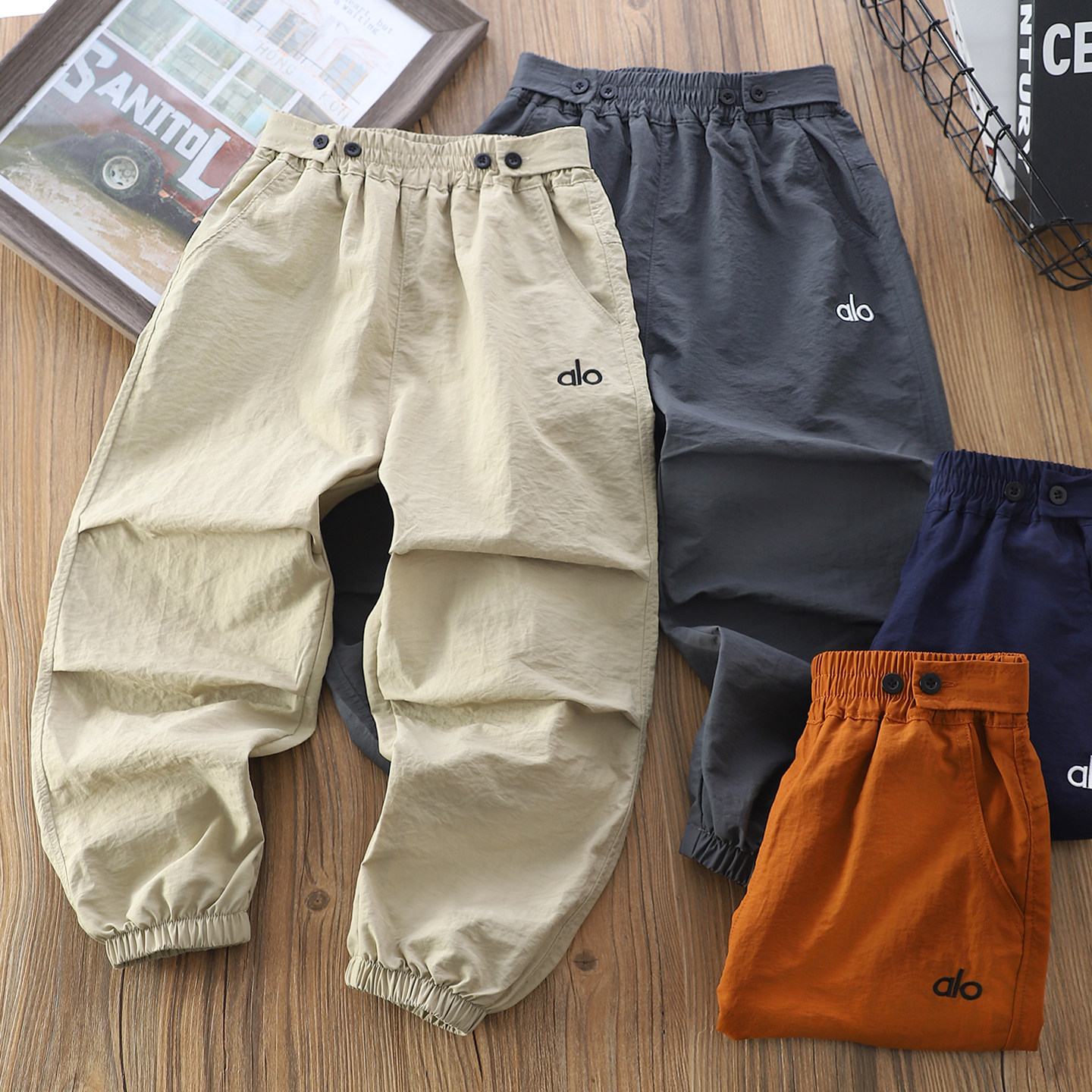 男童防蚊裤夏款儿童透气款速干韩版百搭休闲户外运动锦纶刺绣长裤