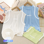 冰丝速干白色反光外穿潮中大童运动无袖 儿童背心男童夏季 薄款 吊带