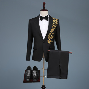 红蓝色男士西服两件套装舞台演出大合唱服装主持人司仪伴郎团礼服