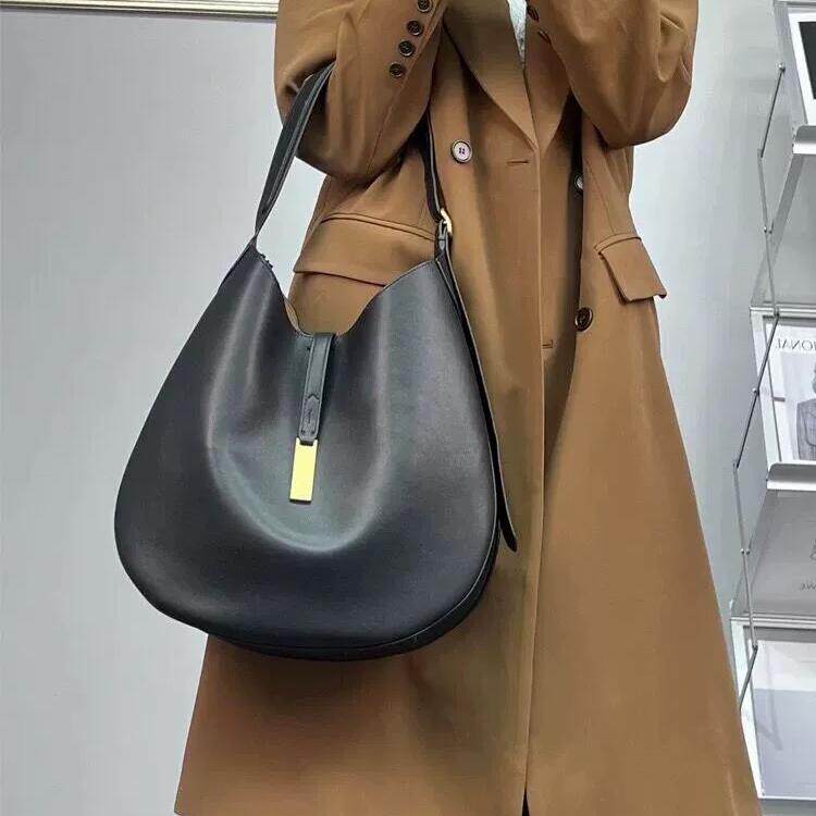 郑秀晶同款polo ID托特包真皮月牙马鞍单肩斜跨腋下饺子可颂包女