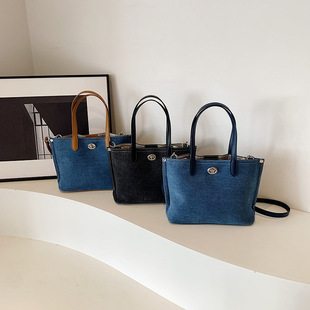 FR APC时尚休闲牛仔布托特包女25年法国上班通勤大容量单肩包御姐
