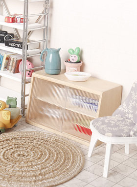 里左拉微缩食玩模型家具1:12分diy柜子吊柜展示柜防尘柜dollhouse