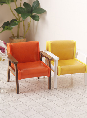 里左拉 微缩食玩皮沙发家具客厅椅子1:12分ob11娃娃屋dollhouse