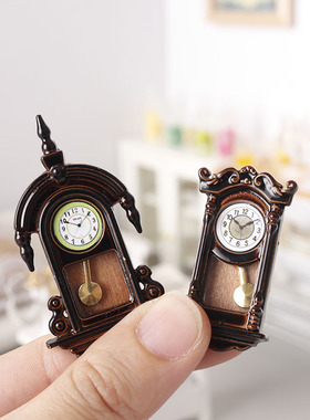 里左拉 微缩食玩复古时钟迷你模型1:12分ob11娃娃屋dollhouse diy