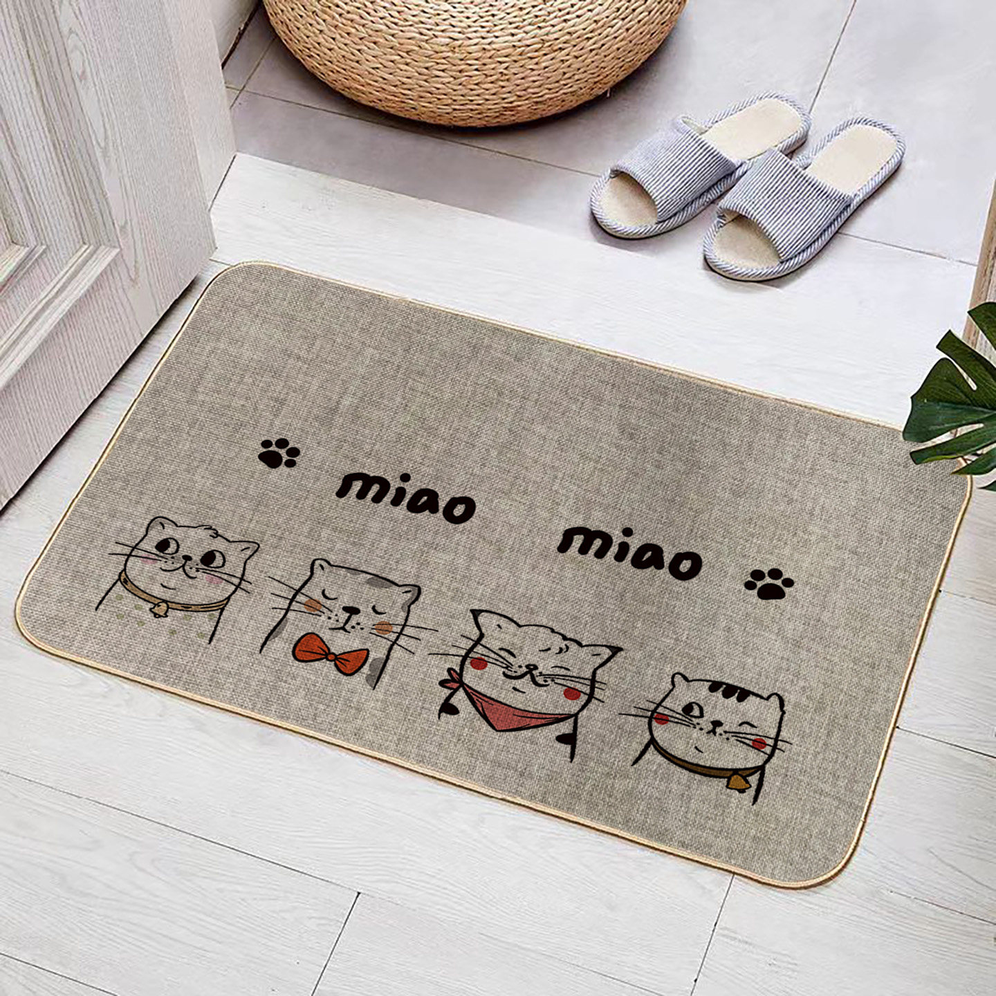 91-120耐脏卡通可爱厨房地垫亚麻橡胶吸水防滑家用脚垫薄款进门口,居家布艺,家用脚垫,淘宝优惠券,粉丝福利购,淘宝优惠卷