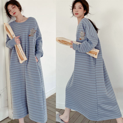 睡裙秋冬季女士长袖加厚保暖