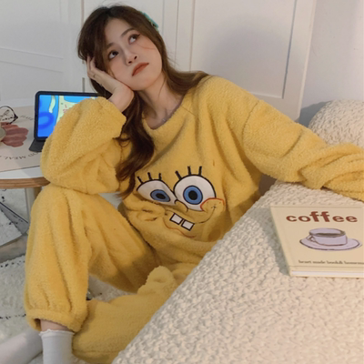 海绵宝宝睡衣珊瑚绒女家居服