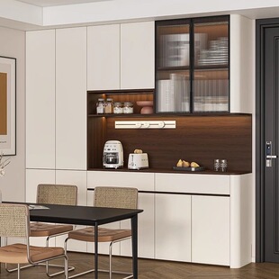 定制圆角餐边柜厨房靠墙一体储物柜客厅收纳置物柜实木生态板