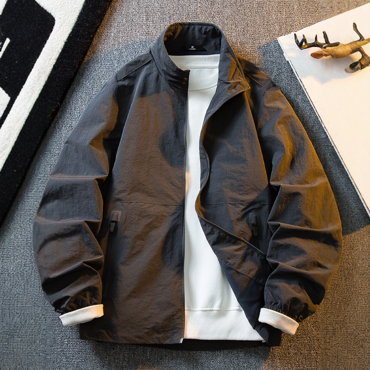 高端立领行政夹克外套男士春秋季