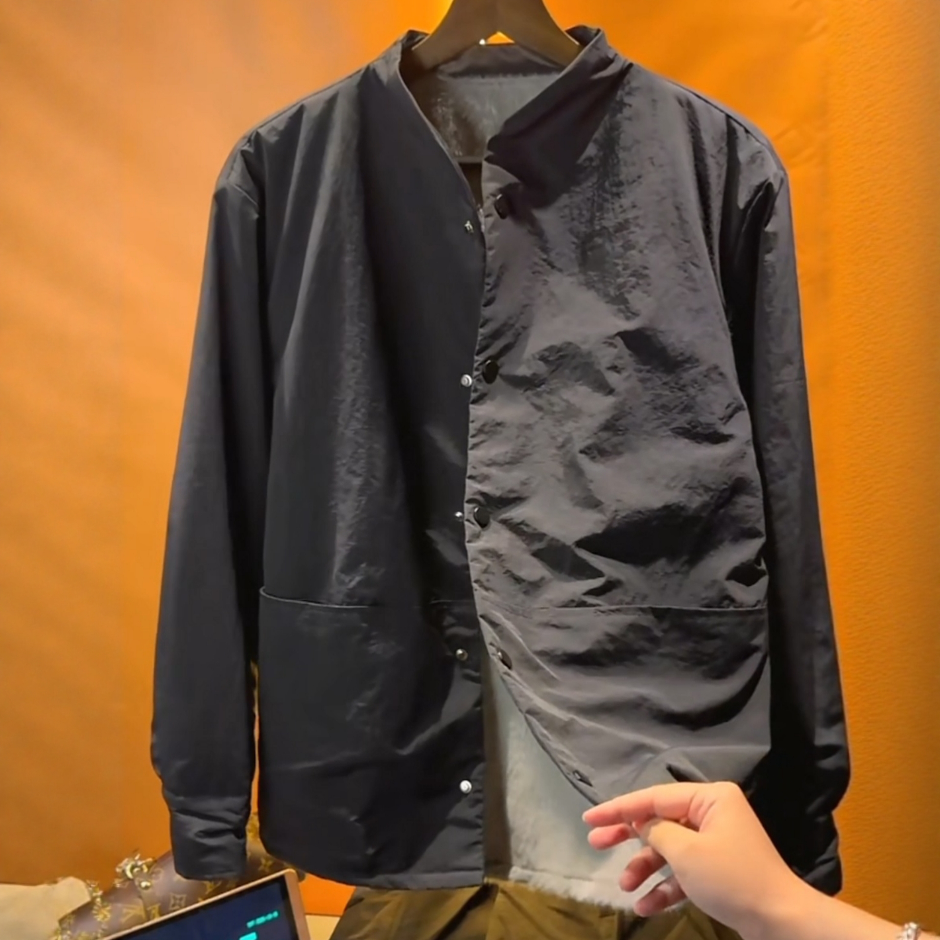 高端老钱风立领夹克外套男秋冬