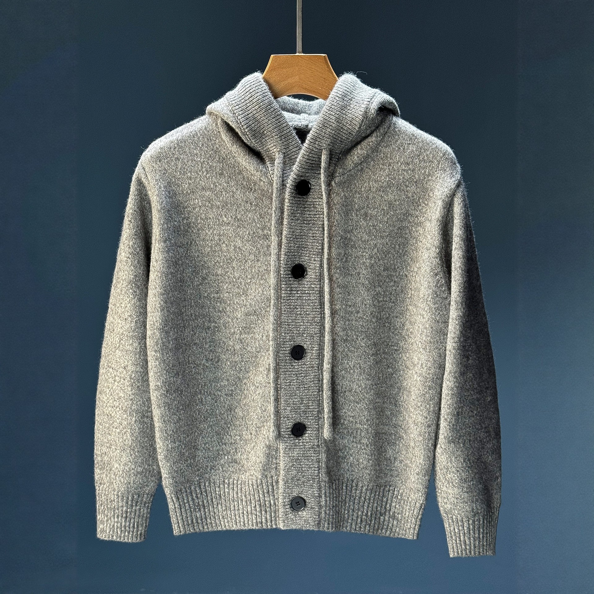 高端宽松灰色针织衫外套男款秋冬