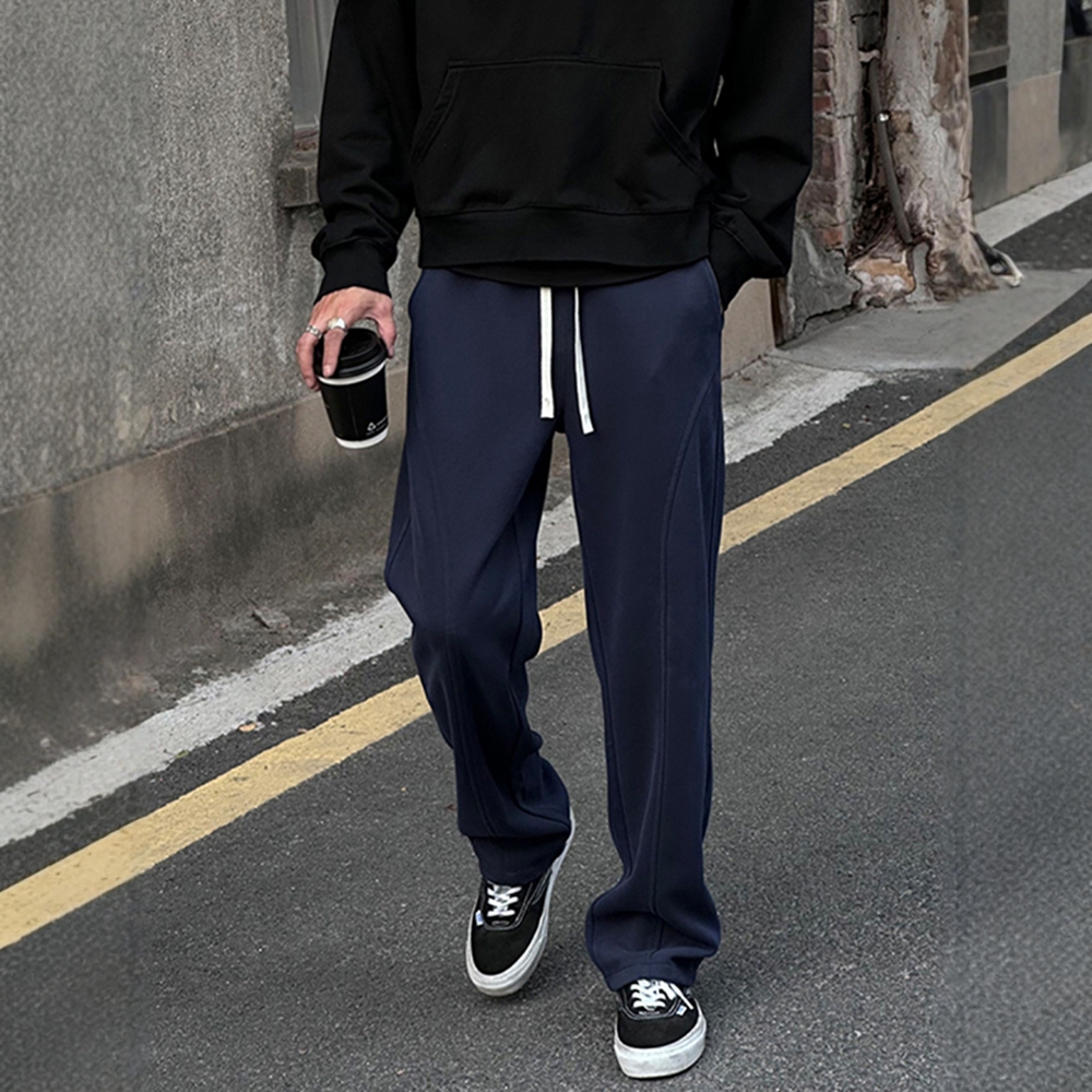 高端藏青色直筒卫裤男款秋冬2025