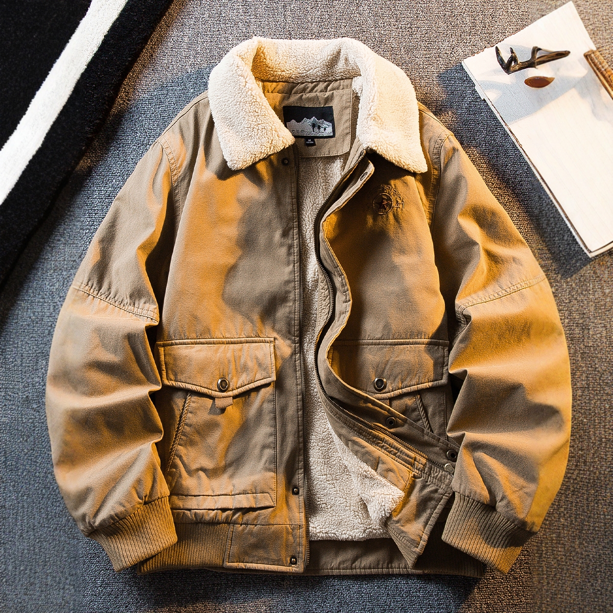 高端翻领猎装夹克男士秋冬2025