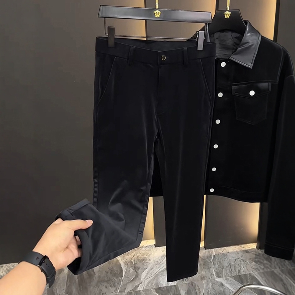 高端金丝绒直筒休闲裤男士春秋