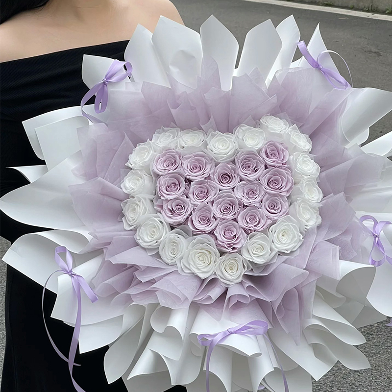 免包半成品花束包装外壳紫色浪漫手工生日礼物33芭蕾风99朵52插花