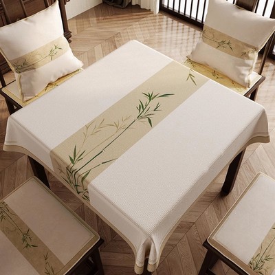 新中式方形桌布防水防油免洗八仙桌台布茶几垫餐桌布棉麻方桌盖布