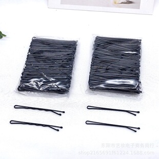 一字夹金属小钢夹黑色加粗不掉漆发夹插针影楼盘发造型隐形夹发卡