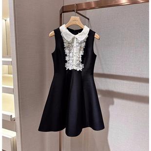 2025夏季新款赵露思同款名媛复古无袖收腰小黑裙连衣裙女R100201D