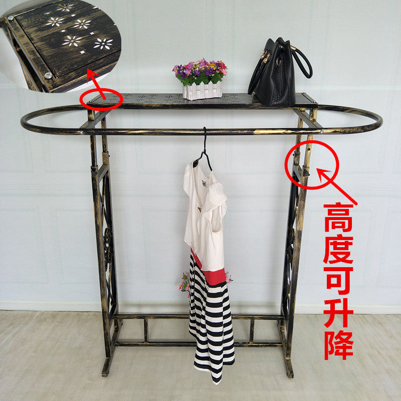铁艺服装店展示架双杠伸缩落地