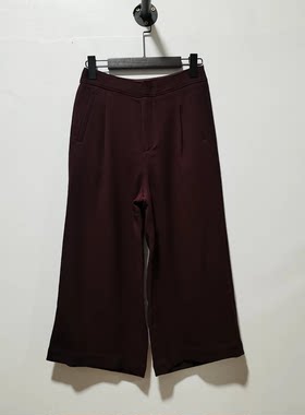 H阔腿休闲裤女2025早秋新款通勤西裤八分裤小个子显瘦直筒C64
