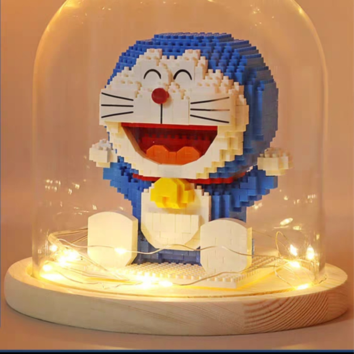 积木防尘罩玻璃罩带灯展示盒