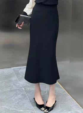 新款女装欧货高腰修身百搭气质两面穿鱼尾长款半身群女
