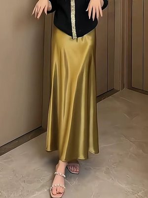 重磅醋酸斜裁半身裙春夏秋流行新款高腰显瘦时尚洋气百搭垂感半裙