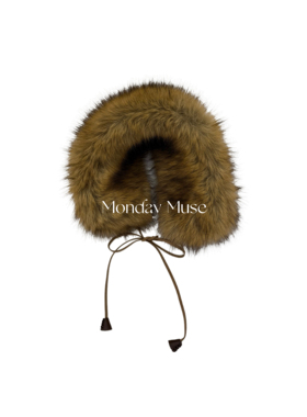 自有工厂/可比对还原版/两穿系带毛领围脖2025冬季新款米灰/卡其