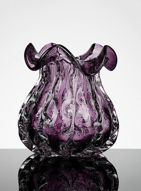 轻奢紫色琉璃花瓶复古创意福袋家居艺术客厅玄关插花瓶摆件