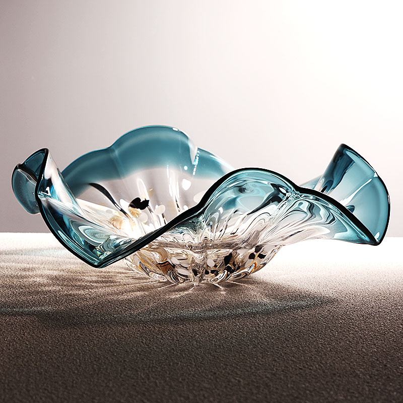 欧式创意荷花彩色玻璃水果盘