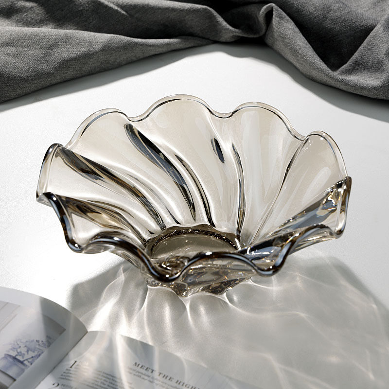 创意波浪边水晶玻璃水果盘轻奢客厅茶几大号果盆摆放零食糖干果盘,餐饮具,果盆/果盘/果篮,淘宝优惠券,粉丝福利购,淘宝优惠卷
