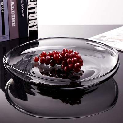现代简约水韵创意水果盘轻奢高颜值水晶玻璃果盘家用客厅茶几摆件