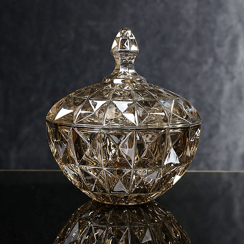 欧式玻璃糖盒创意钻切面收纳摆件