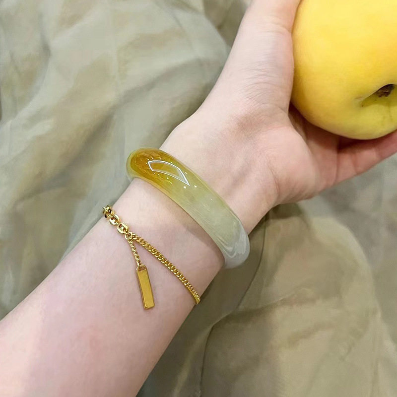 缅甸天然黄翡冰种翡翠手镯女款黄玉镯子水润飘花贵妃镯送礼物