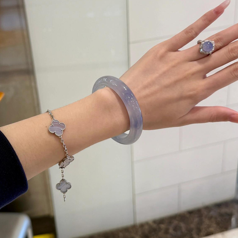 高端天然缅甸A翡翠玉手镯子女款紫罗兰道具拍照儿童琉璃手镯送礼