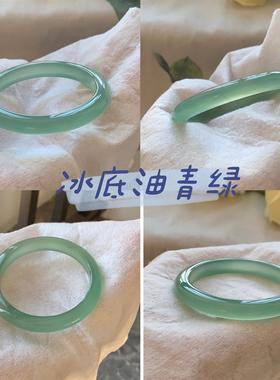 玉髓手镯女湖水绿冰种天然玛瑙玉石镯子高冰透玉镯首饰礼物送妈妈