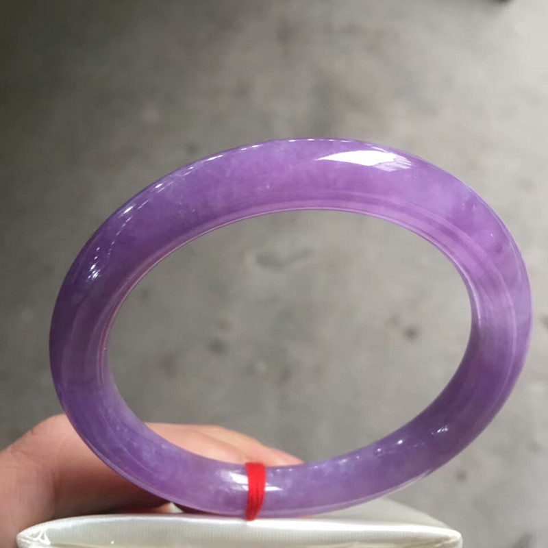 招财平安天然缅甸翡翠紫罗兰旺夫玉手镯满紫圆条玉石镯子女款道具