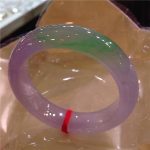 老坑翡翠手镯飘绿花春彩正圈玉镯阳绿辣色冰透紫飘花手镯处理