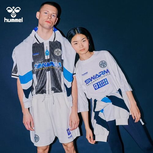 hummel大阪钢巴进口休闲球衣足球风复古经典文化运动宽松上衣短袖