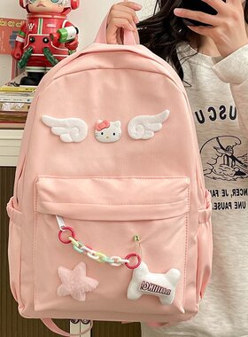 粉色hellokitty书包女哈喽凯蒂猫轻便hallo双肩背包初中女生holle
