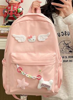 粉色hellokitty书包女哈喽凯蒂猫轻便hallo双肩背包初中女生holle