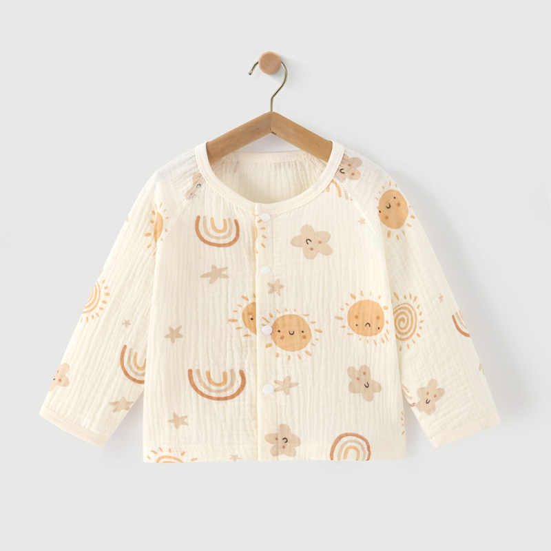 婴儿家居服上衣开衫夏季薄款纱布宝宝空调服打底内衣睡衣上装外套