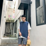 UP CỬA HÀNG Hàn Quốc phong cách rào cản vest áo sơ mi không tay cổ lỗ cá tính áo lót lỏng lẻo - Lót