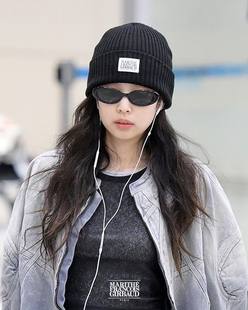 jennie金智妮同款经典字母标志针织毛线帽子韩版显脸小冷帽百搭
