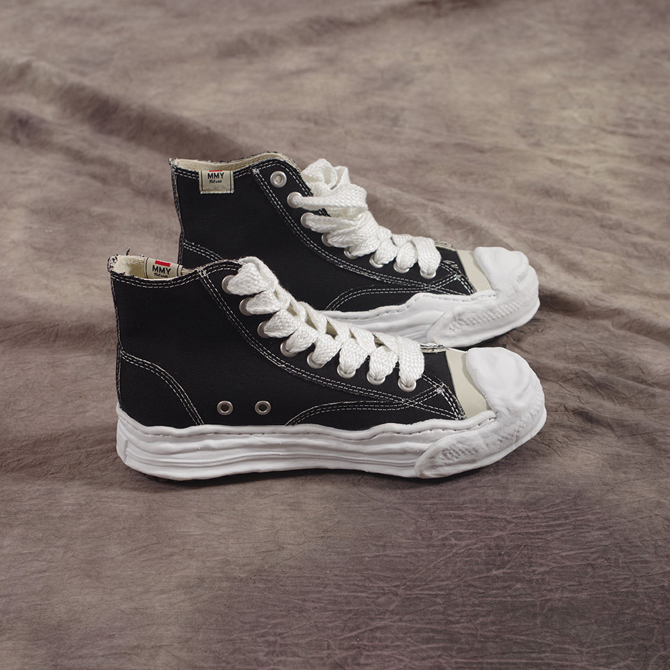 mihara三原康裕溶解鞋余文乐同款mmy高帮黑白男女厚底增高帆布鞋