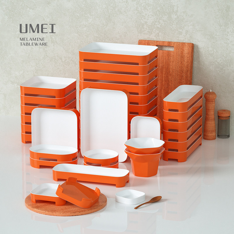 瓷餐具海底捞同款橙色密胺盘子火锅配菜盘可叠加自助烤肉盘商用,餐饮具,盘,淘宝优惠券,粉丝福利购,淘宝优惠卷