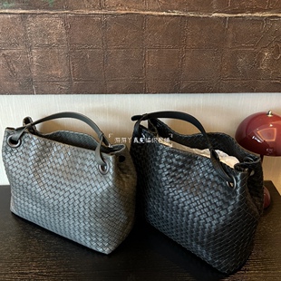 中古款经典手工编织双桥包真皮进口羊皮百搭通勤托特手提单肩女包