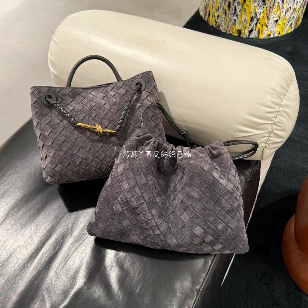 2025冬季新款麂皮Dustbag真皮编织垃圾袋复古百搭手提单肩潮女包